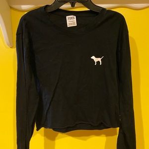 black cropped long sleeve tee from vs pink